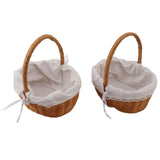 2PCS Rattan Flower Baskets with Handle Woven Storage Bins Flower Girl Baskets for Wedding Home Decor