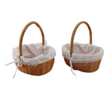 2PCS Rattan Flower Baskets with Handle Woven Storage Bins Flower Girl Baskets for Wedding Home Decor