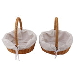 2PCS Rattan Flower Baskets with Handle Woven Storage Bins Flower Girl Baskets for Wedding Home Decor