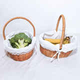 2PCS Rattan Flower Baskets with Handle Woven Storage Bins Flower Girl Baskets for Wedding Home Decor