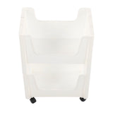 Storage Cart Large Capacity Thickened Mobile Storage Rack with Lockable Casters for Books Toys Seasoning Bottles 2 Tier White