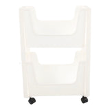 Storage Cart Large Capacity Thickened Mobile Storage Rack with Lockable Casters for Books Toys Seasoning Bottles 2 Tier White