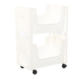 Storage Cart Large Capacity Thickened Mobile Storage Rack with Lockable Casters for Books Toys Seasoning Bottles 2 Tier White