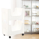 Storage Cart Large Capacity Thickened Mobile Storage Rack with Lockable Casters for Books Toys Seasoning Bottles 2 Tier White