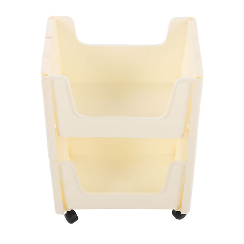 Storage Cart Large Capacity Thickened Mobile Storage Rack with Lockable Casters for Books Toys Seasoning Bottles 2 Tier Beige In Australia - Darrahopens