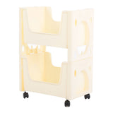 Storage Cart Large Capacity Thickened Mobile Storage Rack with Lockable Casters for Books Toys Seasoning Bottles 2 Tier Beige