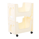 Storage Cart Large Capacity Thickened Mobile Storage Rack with Lockable Casters for Books Toys Seasoning Bottles 2 Tier Beige