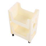 Storage Cart Large Capacity Thickened Mobile Storage Rack with Lockable Casters for Books Toys Seasoning Bottles 2 Tier Beige