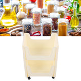 Storage Cart Large Capacity Thickened Mobile Storage Rack with Lockable Casters for Books Toys Seasoning Bottles 2 Tier Beige