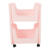 Storage Cart Large Capacity Thickened Mobile Storage Rack with Lockable Casters for Books Toys Seasoning Bottles 2 Tier Pink In Australia - Darrahopens
