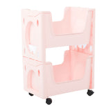 Storage Cart Large Capacity Thickened Mobile Storage Rack with Lockable Casters for Books Toys Seasoning Bottles 2 Tier Pink