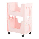 Storage Cart Large Capacity Thickened Mobile Storage Rack with Lockable Casters for Books Toys Seasoning Bottles 2 Tier Pink