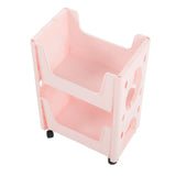 Storage Cart Large Capacity Thickened Mobile Storage Rack with Lockable Casters for Books Toys Seasoning Bottles 2 Tier Pink