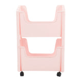 Storage Cart Large Capacity Thickened Mobile Storage Rack with Lockable Casters for Books Toys Seasoning Bottles 2 Tier Pink