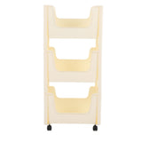Storage Cart Large Capacity Thickened Mobile Storage Rack with Lockable Casters for Books Toys Seasoning Bottles 3 Tier Beige