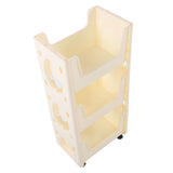 Storage Cart Large Capacity Thickened Mobile Storage Rack with Lockable Casters for Books Toys Seasoning Bottles 3 Tier Beige