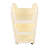 Storage Cart Large Capacity Thickened Mobile Storage Rack with Lockable Casters for Books Toys Seasoning Bottles 3 Tier Beige