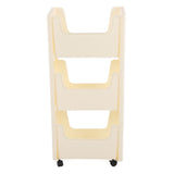 Storage Cart Large Capacity Thickened Mobile Storage Rack with Lockable Casters for Books Toys Seasoning Bottles 3 Tier Beige