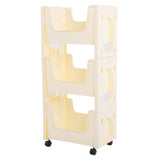 Storage Cart Large Capacity Thickened Mobile Storage Rack with Lockable Casters for Books Toys Seasoning Bottles 3 Tier Beige