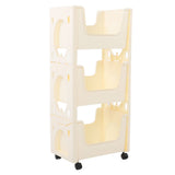 Storage Cart Large Capacity Thickened Mobile Storage Rack with Lockable Casters for Books Toys Seasoning Bottles 3 Tier Beige