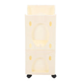 Storage Cart Large Capacity Thickened Mobile Storage Rack with Lockable Casters for Books Toys Seasoning Bottles 3 Tier Beige
