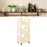 Storage Cart Large Capacity Thickened Mobile Storage Rack with Lockable Casters for Books Toys Seasoning Bottles 3 Tier Beige