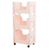 Storage Cart Large Capacity Thickened Mobile Storage Rack with Lockable Casters for Books Toys Seasoning Bottles 3 Tier Pink In Australia - Darrahopens