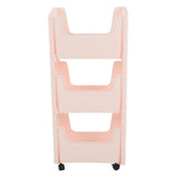 Storage Cart Large Capacity Thickened Mobile Storage Rack with Lockable Casters for Books Toys Seasoning Bottles 3 Tier Pink