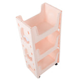 Storage Cart Large Capacity Thickened Mobile Storage Rack with Lockable Casters for Books Toys Seasoning Bottles 3 Tier Pink