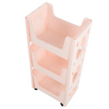 Storage Cart Large Capacity Thickened Mobile Storage Rack with Lockable Casters for Books Toys Seasoning Bottles 3 Tier Pink