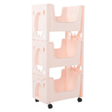 Storage Cart Large Capacity Thickened Mobile Storage Rack with Lockable Casters for Books Toys Seasoning Bottles 3 Tier Pink