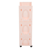 Storage Cart Large Capacity Thickened Mobile Storage Rack with Lockable Casters for Books Toys Seasoning Bottles 3 Tier Pink