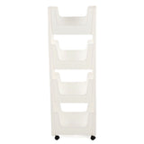 Storage Cart Large Capacity Thickened Mobile Storage Rack with Lockable Casters for Books Toys Seasoning Bottles 4 Tier White