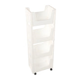 Storage Cart Large Capacity Thickened Mobile Storage Rack with Lockable Casters for Books Toys Seasoning Bottles 4 Tier White