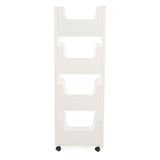Storage Cart Large Capacity Thickened Mobile Storage Rack with Lockable Casters for Books Toys Seasoning Bottles 4 Tier White