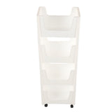 Storage Cart Large Capacity Thickened Mobile Storage Rack with Lockable Casters for Books Toys Seasoning Bottles 4 Tier White
