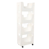 Storage Cart Large Capacity Thickened Mobile Storage Rack with Lockable Casters for Books Toys Seasoning Bottles 4 Tier White