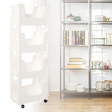 Storage Cart Large Capacity Thickened Mobile Storage Rack with Lockable Casters for Books Toys Seasoning Bottles 4 Tier White