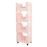 Storage Cart Large Capacity Thickened Mobile Storage Rack with Lockable Casters for Books Toys Seasoning Bottles 4 Tier Pink