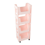 Storage Cart Large Capacity Thickened Mobile Storage Rack with Lockable Casters for Books Toys Seasoning Bottles 4 Tier Pink