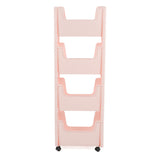 Storage Cart Large Capacity Thickened Mobile Storage Rack with Lockable Casters for Books Toys Seasoning Bottles 4 Tier Pink