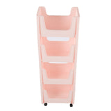 Storage Cart Large Capacity Thickened Mobile Storage Rack with Lockable Casters for Books Toys Seasoning Bottles 4 Tier Pink