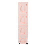 Storage Cart Large Capacity Thickened Mobile Storage Rack with Lockable Casters for Books Toys Seasoning Bottles 4 Tier Pink