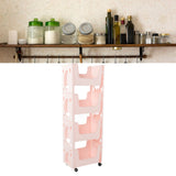Storage Cart Large Capacity Thickened Mobile Storage Rack with Lockable Casters for Books Toys Seasoning Bottles 4 Tier Pink