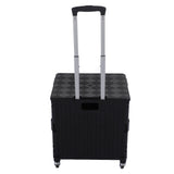 Collapsible Utility Cart Rolling Crate Swivel Casters PP Strong with Telescopic Handle Lid Storage Cart for Shopping Black