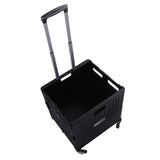 Collapsible Utility Cart Rolling Crate Swivel Casters PP Strong with Telescopic Handle Lid Storage Cart for Shopping Black