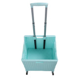 Collapsible Utility Cart Rolling Crate Swivel Casters PP Strong with Telescopic Handle Lid Storage Cart for Shopping Green In Australia - Darrahopens