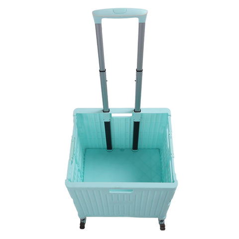 Collapsible Utility Cart Rolling Crate Swivel Casters PP Strong with Telescopic Handle Lid Storage Cart for Shopping Green In Australia - Darrahopens