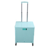 Collapsible Utility Cart Rolling Crate Swivel Casters PP Strong with Telescopic Handle Lid Storage Cart for Shopping Green