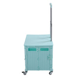Collapsible Utility Cart Rolling Crate Swivel Casters PP Strong with Telescopic Handle Lid Storage Cart for Shopping Green